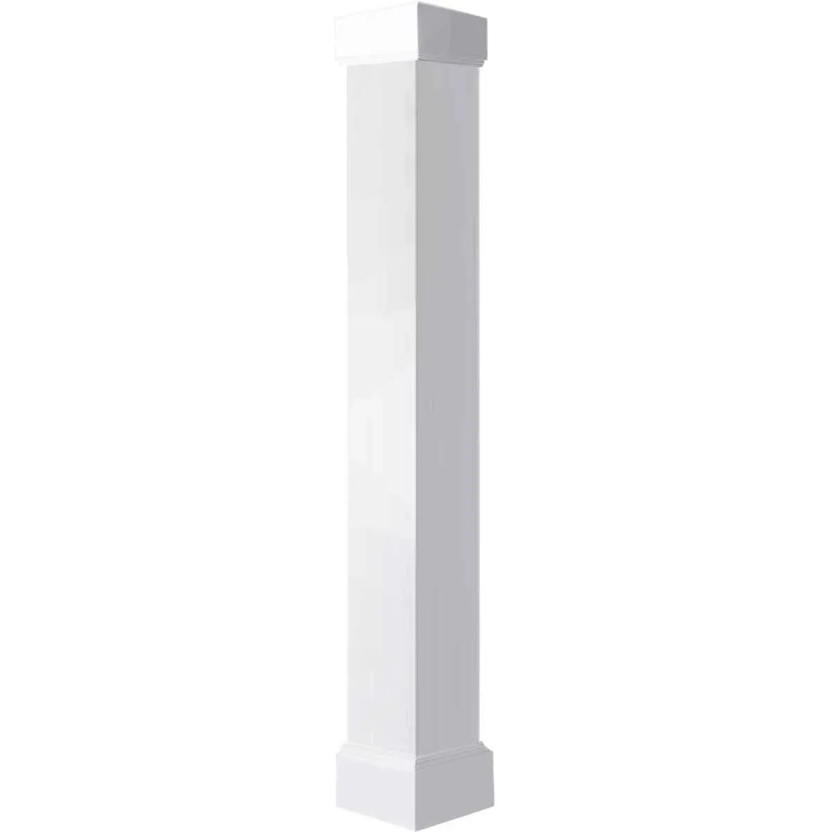 Ekena Millwork CC0806ENPCRCR 8"W x 6'H Premium Square Non-Tapered Smooth PVC Endura-Craft Column Wrap Kit, Crown Capital & Base