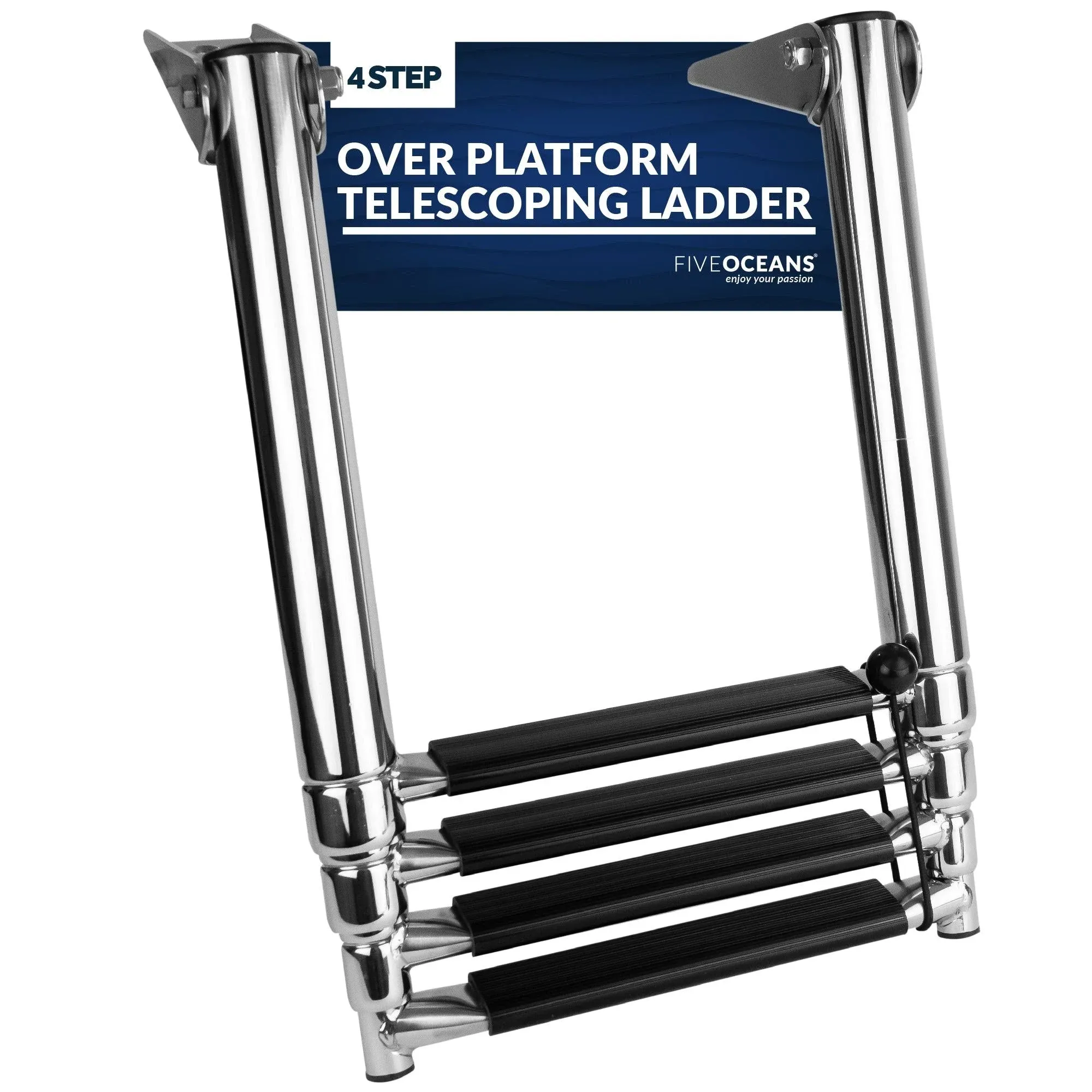 4 Step Boat Over Platform Telescoping Ladder, Stainless Steel - FO4503