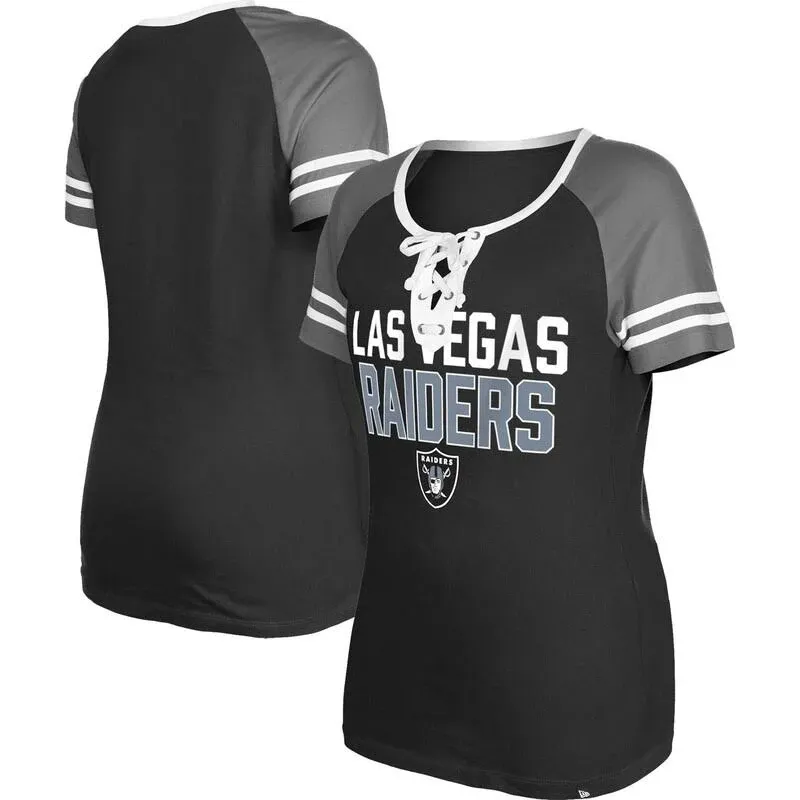 New Era Women's Las Vegas Raiders Raglan Lace-Up T-Shirt