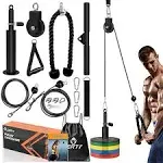 SERTT LAT Pulldown Pulley System Gym, Upgraded LAT and Lift Cable Machine Attachments with Triceps Pull Down, Biceps Curl, Back, Forearm, Shoulder, Arm Workouts - Home Gym Add On Equipment