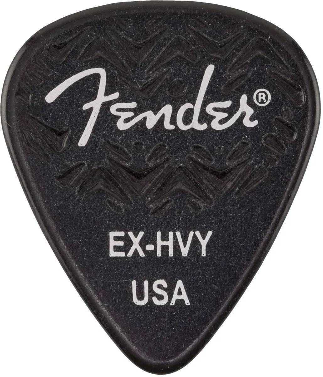 Fender Wavelength Guitar Picks 351 Shape, Black, Extra Heavy, 6-Pack