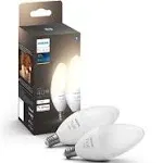 Philips - Hue E12 Bluetooth 40W Smart LED Bulb (2-Pack) - White