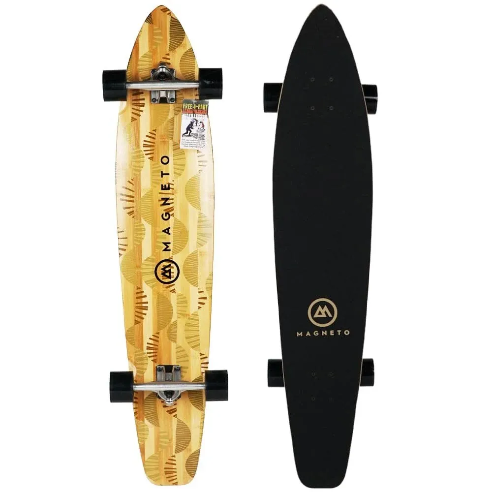 44 in Kicktail Cruiser Longboard Skateboard Bamboo Hard Maple Deck, Earth Tones