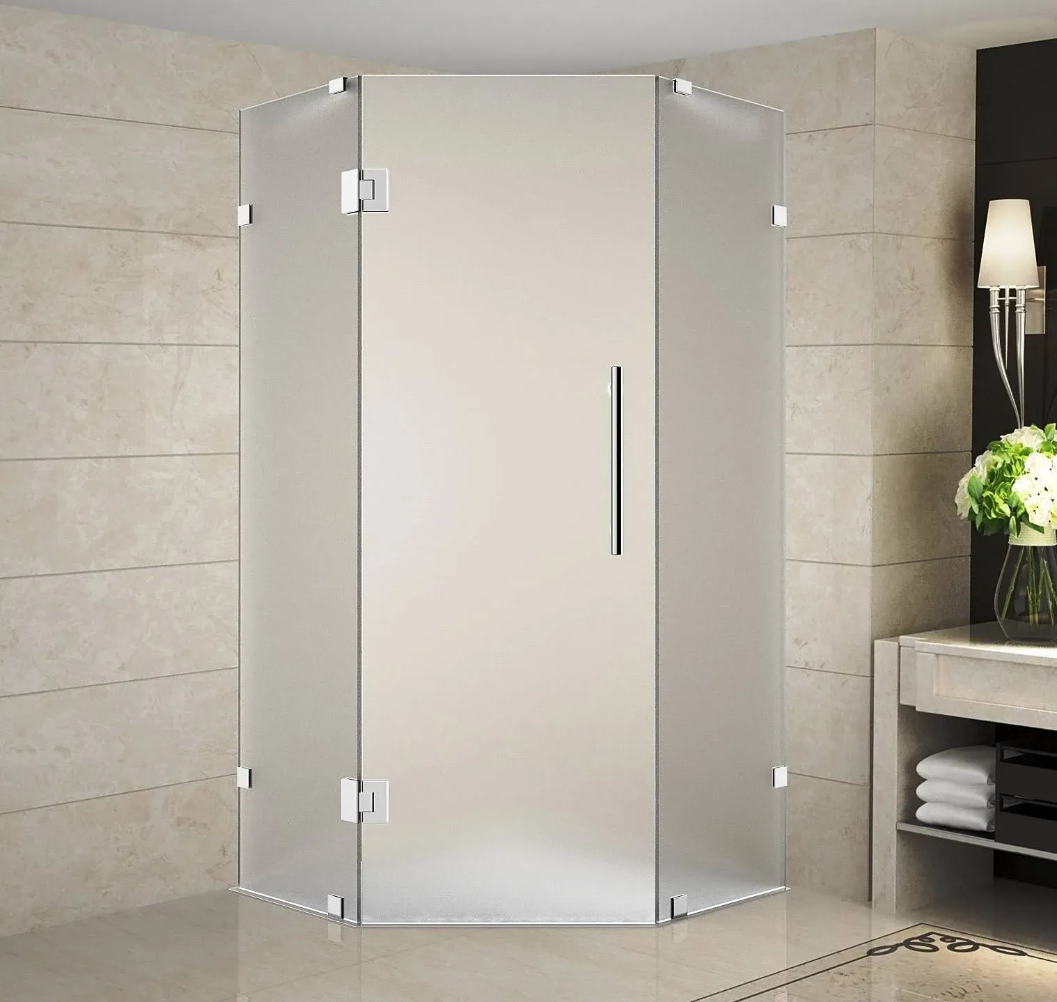 Aston Global Neoscape Stainless Steel 42"x42"x72" Frameless Neo-Angle Shower ...