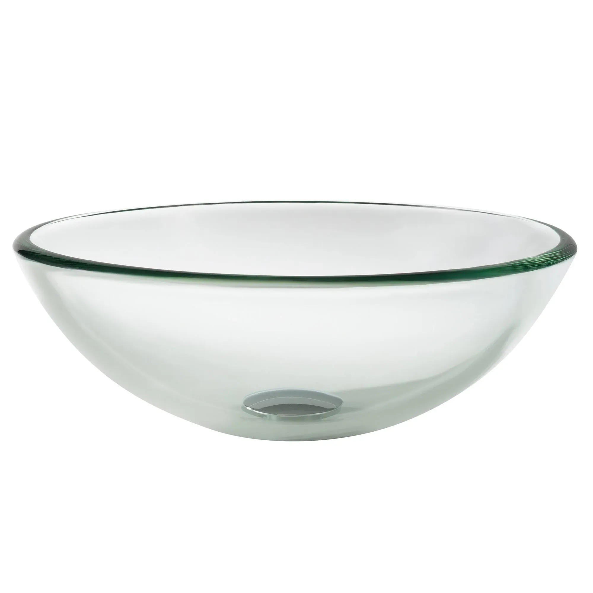 Kraus Tempered Glass Vessel Round Clear Bathroom Sink (14-in x 14-in) | GV-101-14