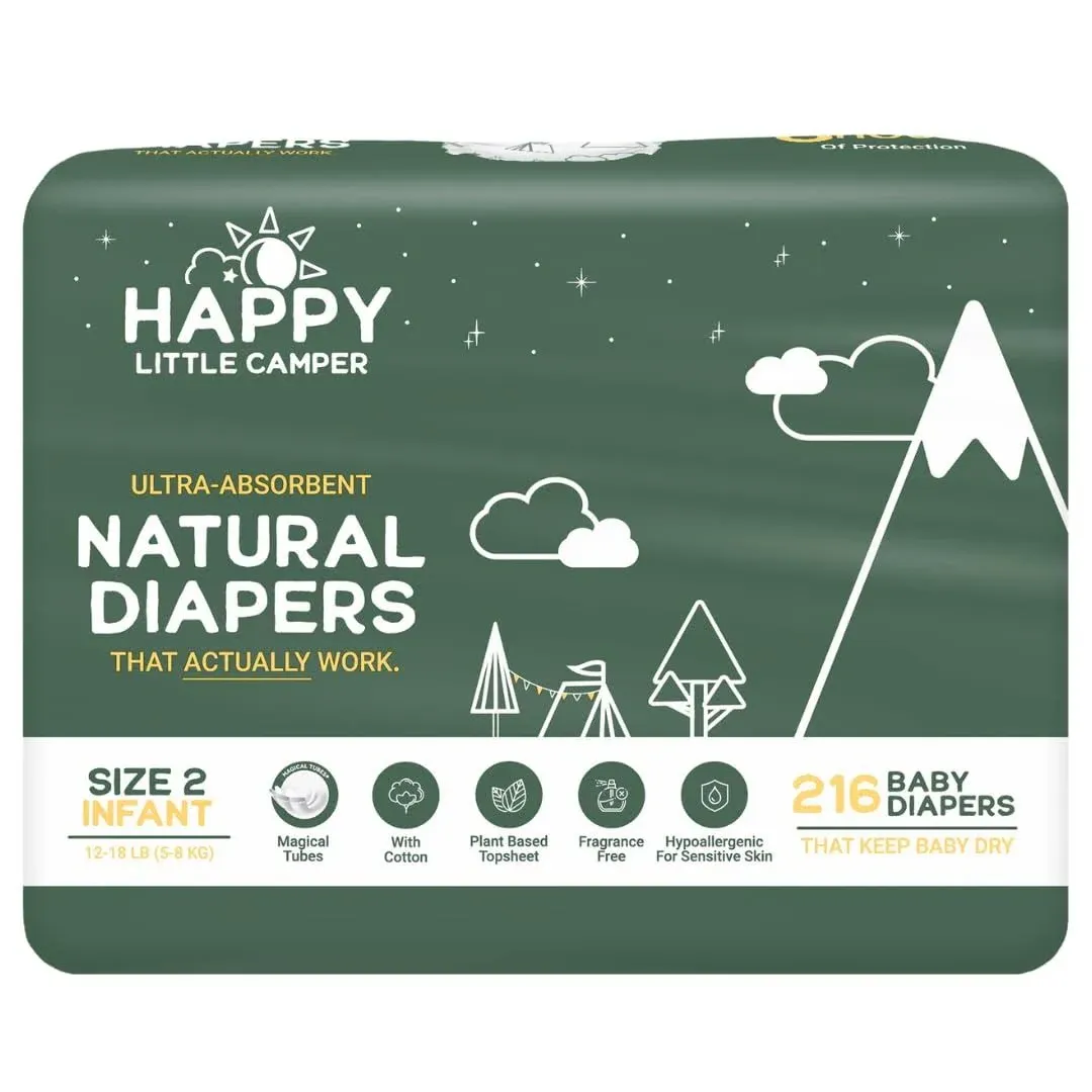 Happy Little Camper Ultra-Absorbent Hypoallergenic Natural Disposable Baby ...