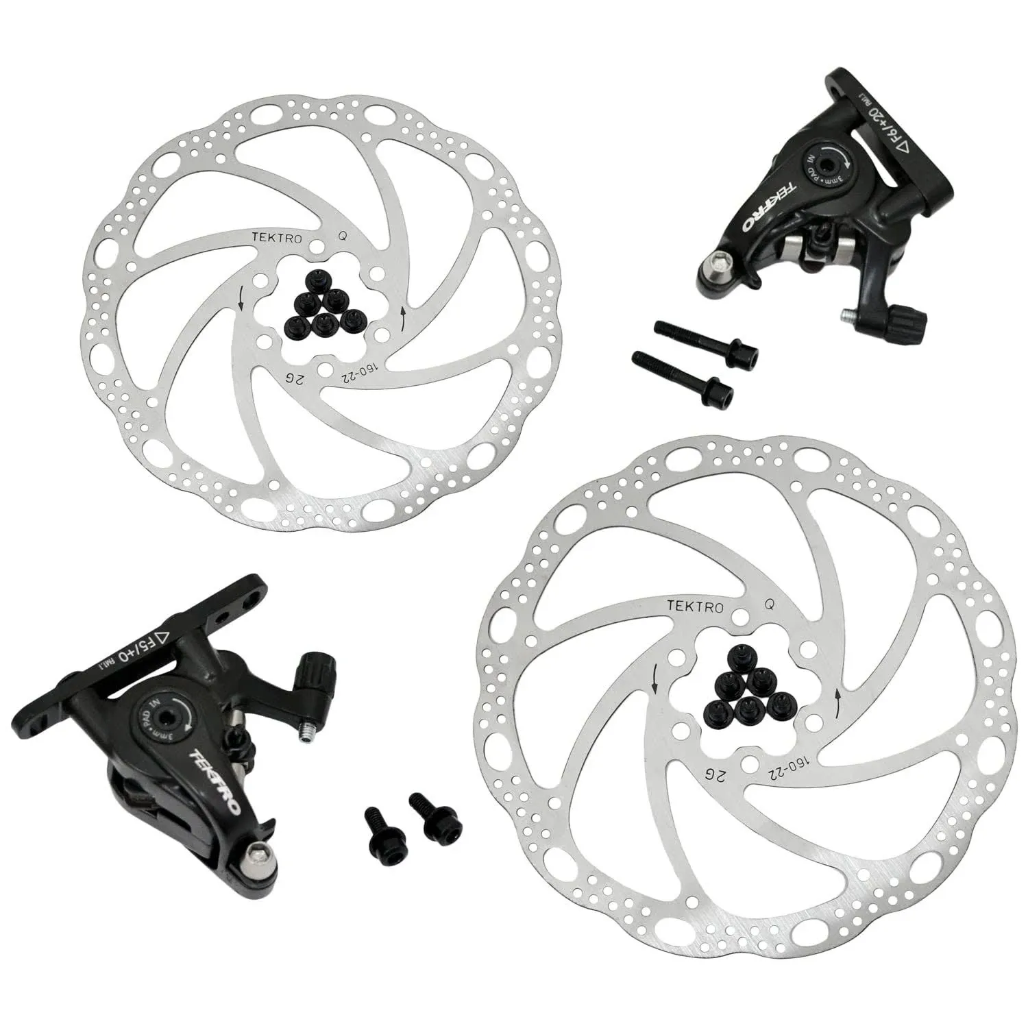 TEKTRO MD-C550 Road Flat Mount Mechancial Disc Brake Set 160mm Rotors, Front and Rear, MH1849-N