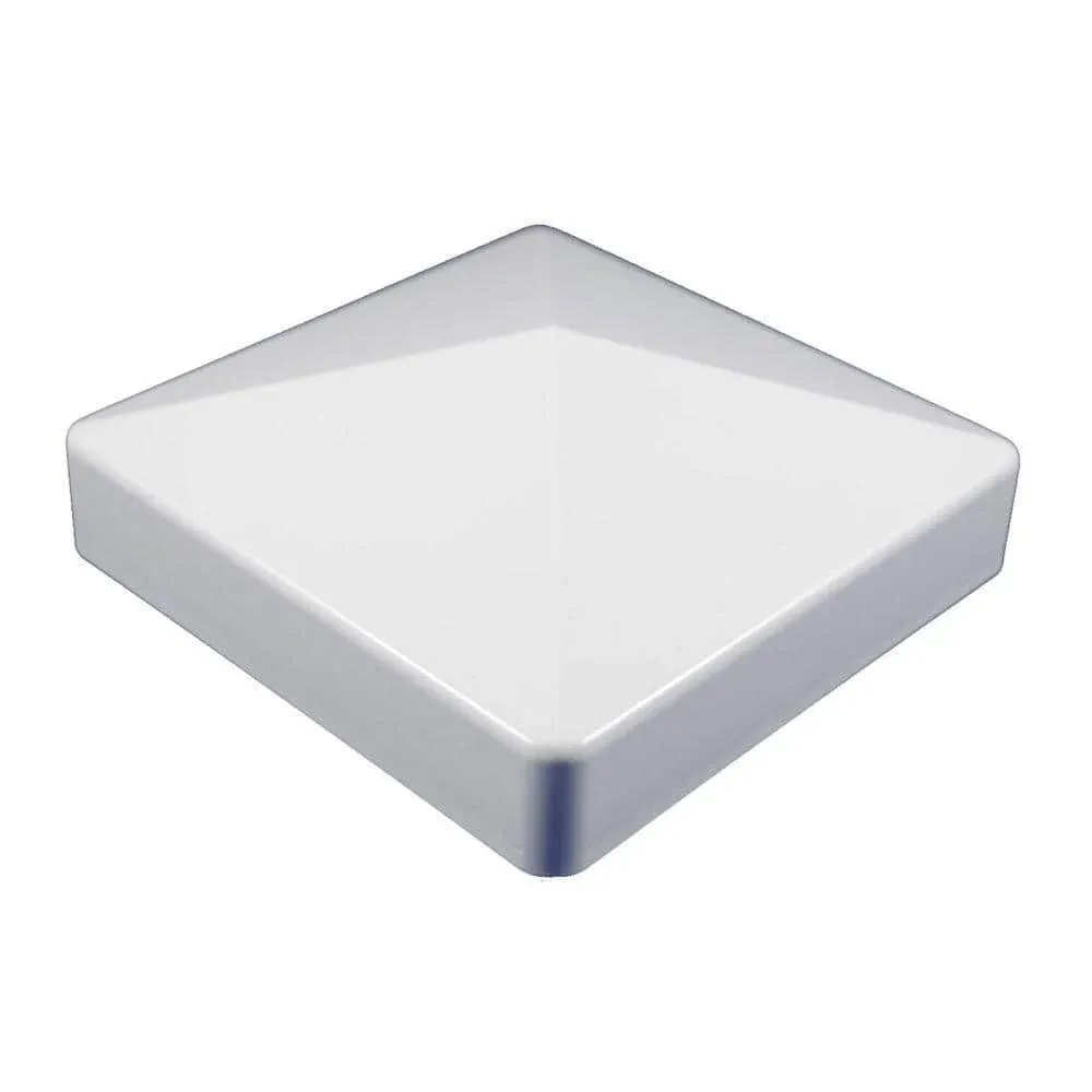 5 in. x 5 in. White Vinyl External Pyramid Post Cap