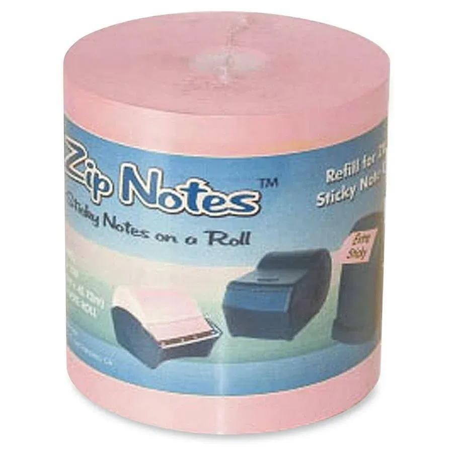 New ZIP NOTES Sticky Notes on a Roll Refill 1 - 3in. x 150 ft Pink