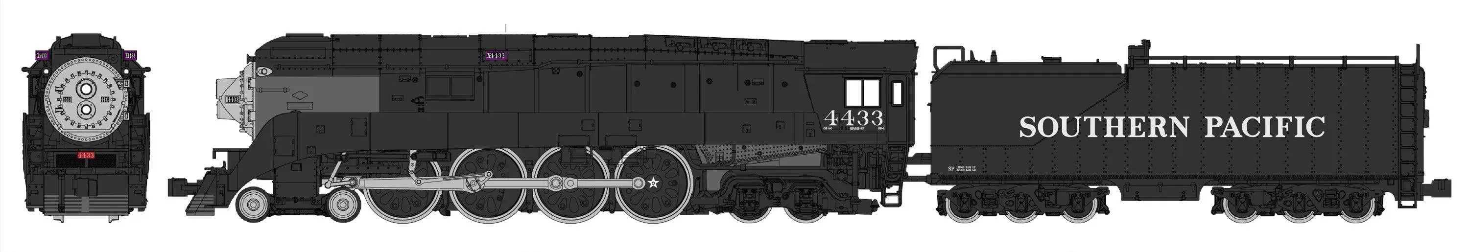 N Kato 4-8-4 GS-4 Southern Pacific Postwar Black #4433 w/ Pre-Installed DCC 1260308D