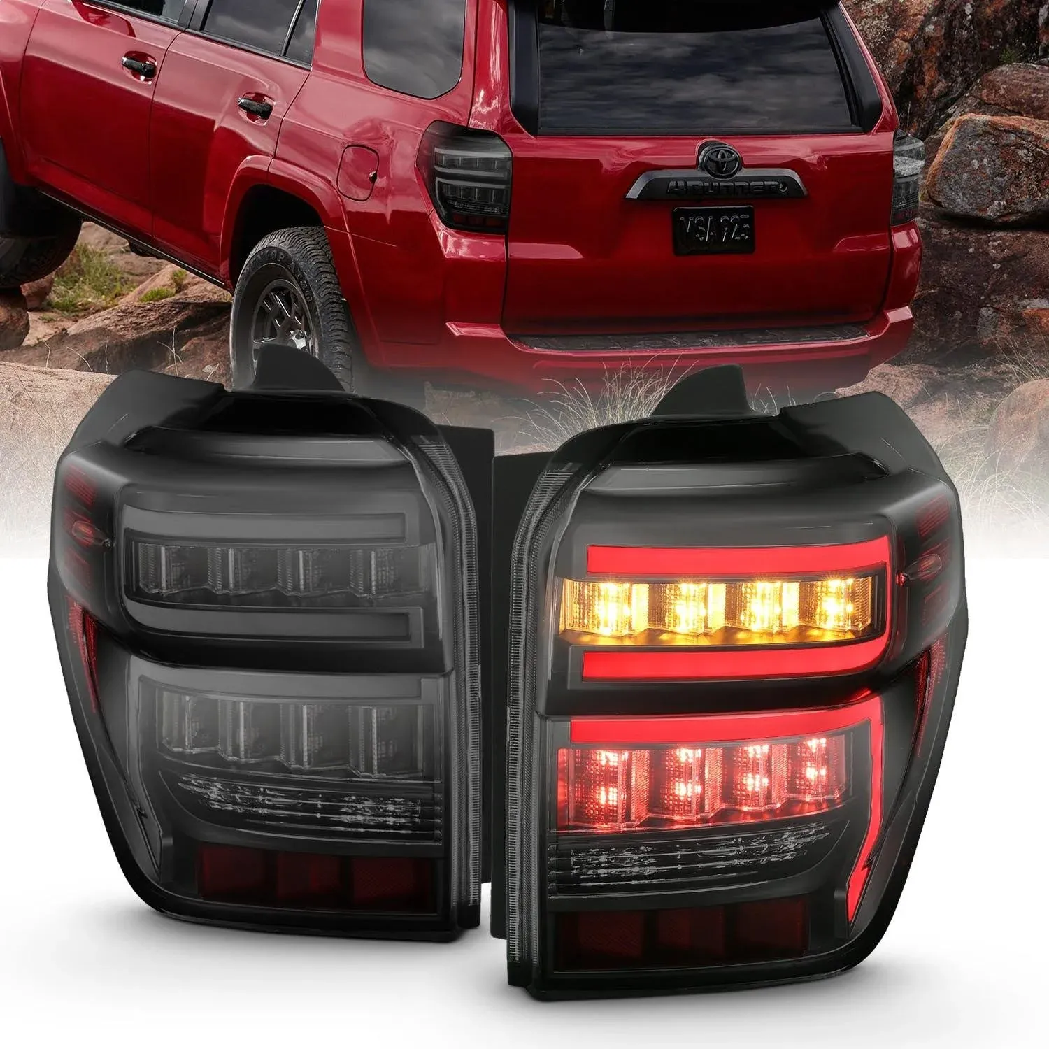 Anzo 311312 Black / Smoke Sequential LED Tail Lights for Toyota 4Runner