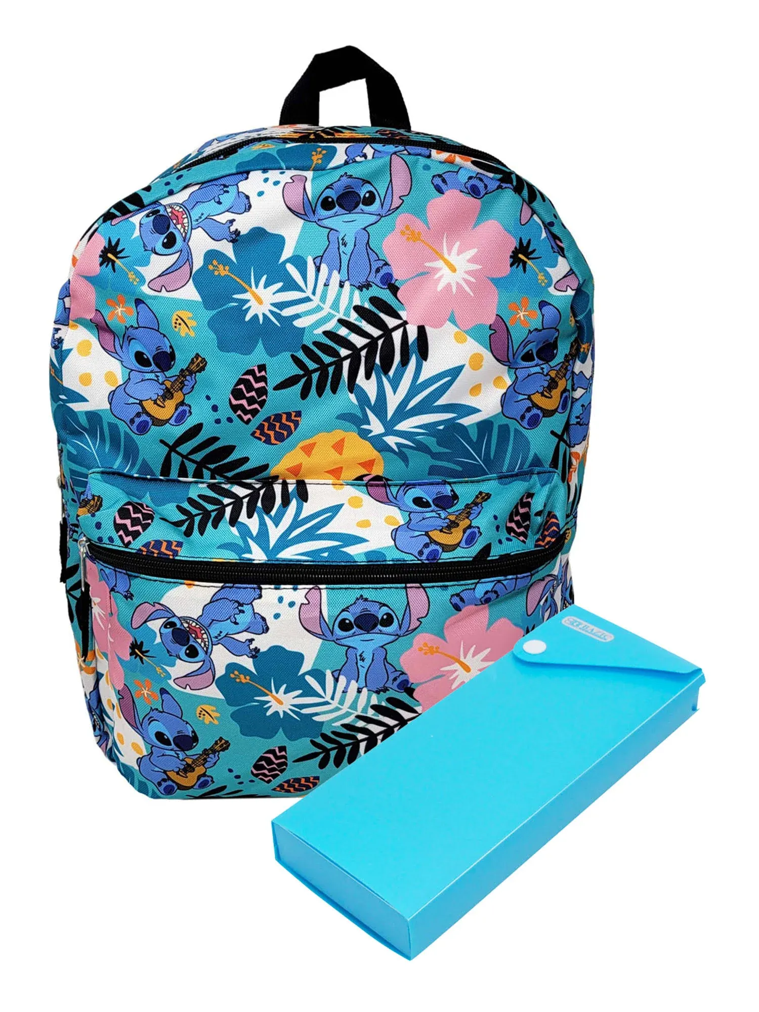 Lilo & Stitch 16 in. Disney Tropical Days All Over Print Backpack Blue