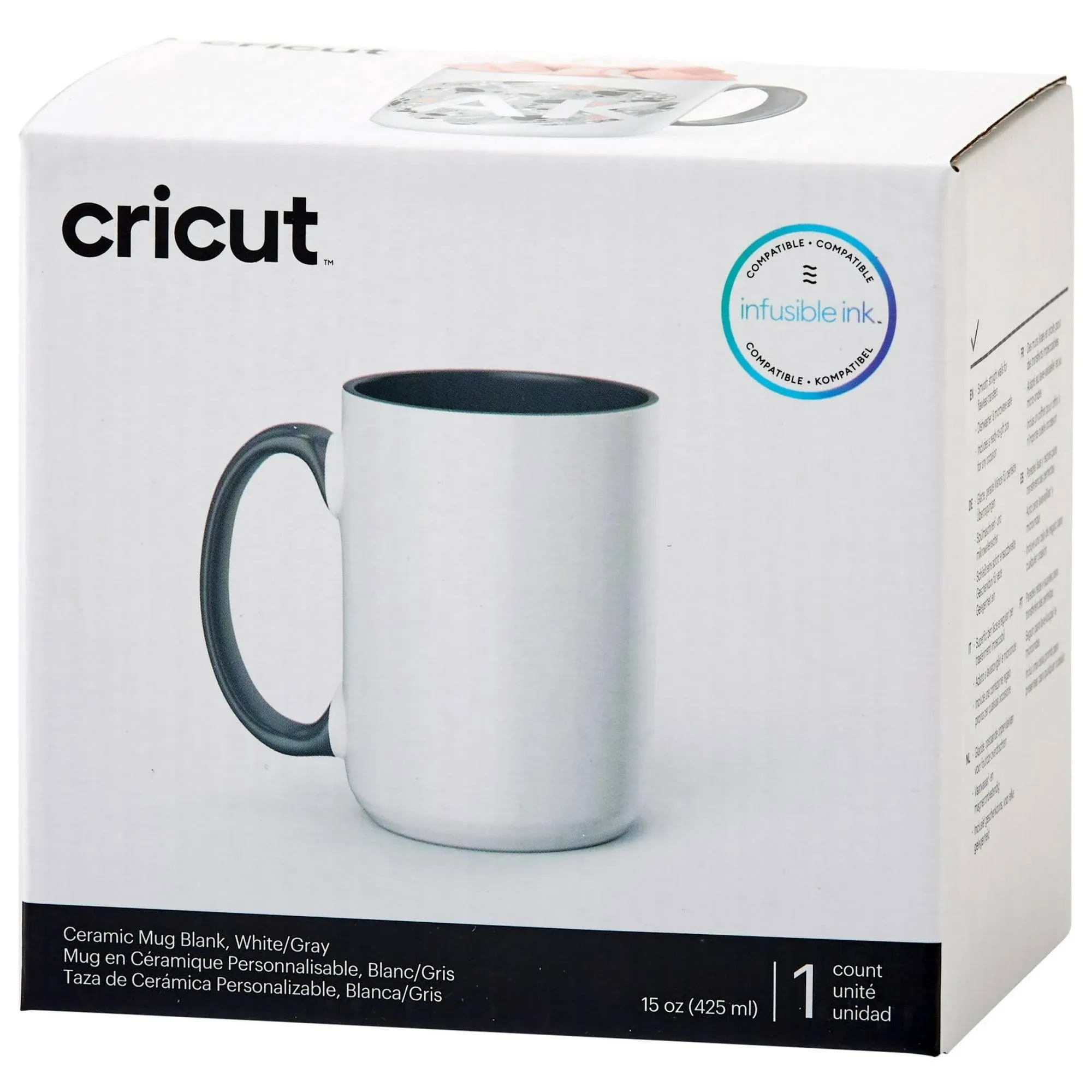 Cricut Beveled Ceramic Mug Blank 15 oz,White