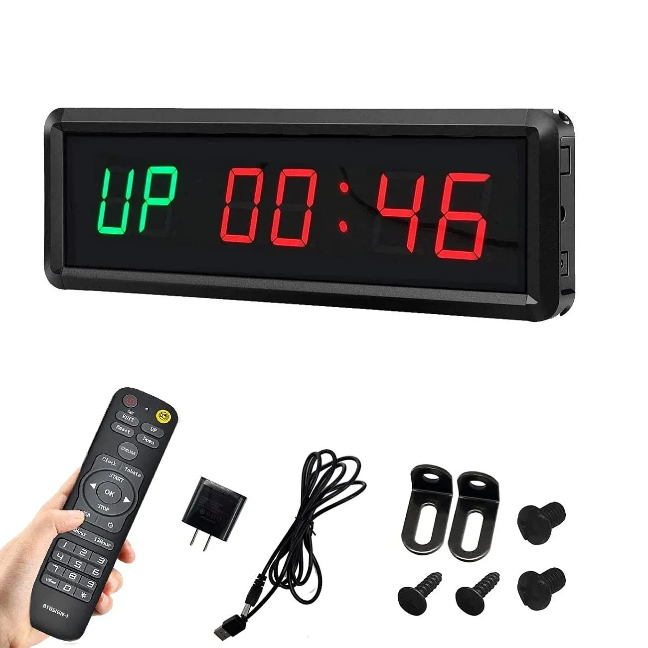 Btbsign LED interval Timer Count Down/Up Clock Stopwatch with Remote for Home Gym Fitness