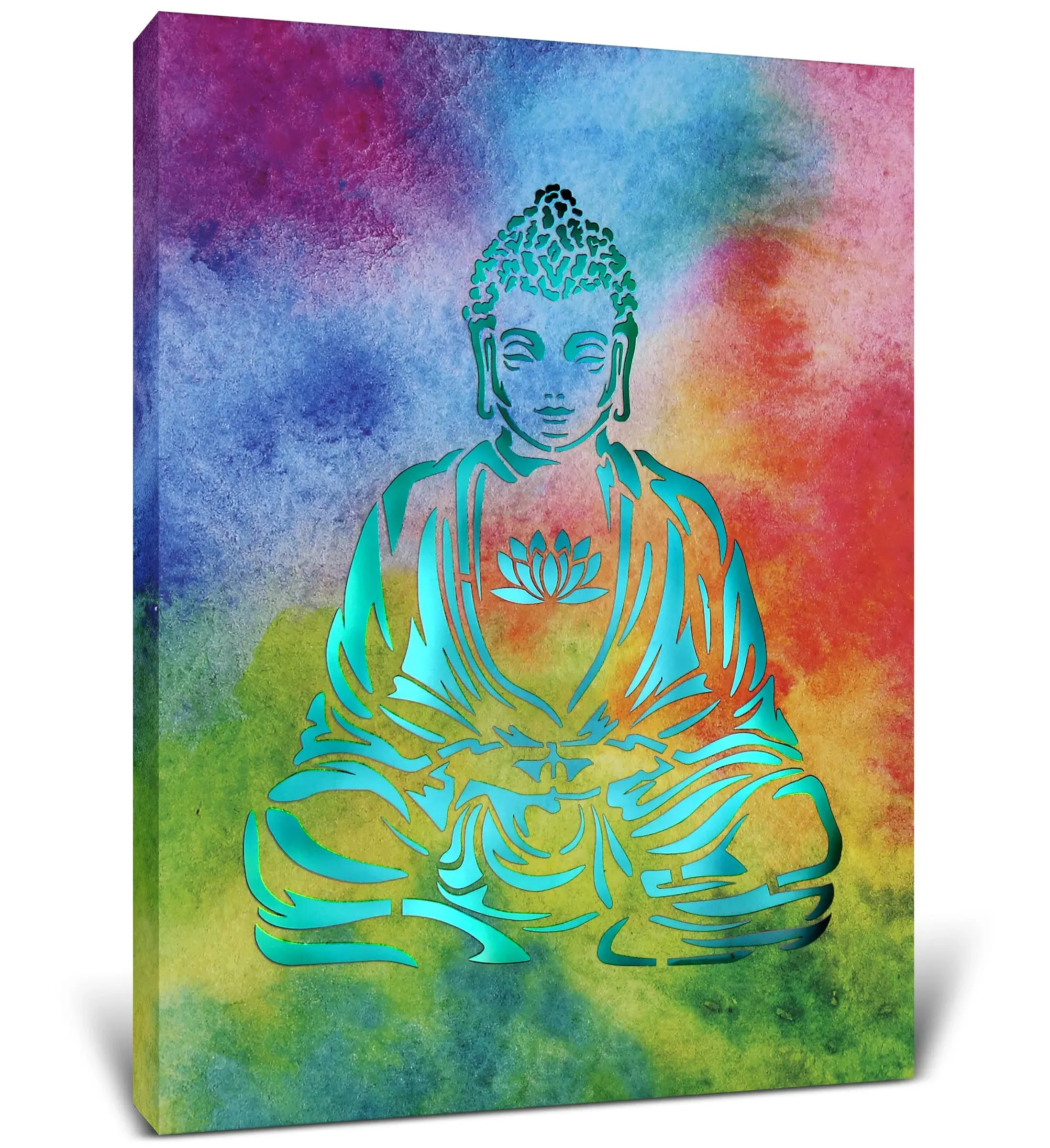 CoTa Global Buddha Light Up LED Wall Art - Fun Changing Color LED - 16x12 Inch