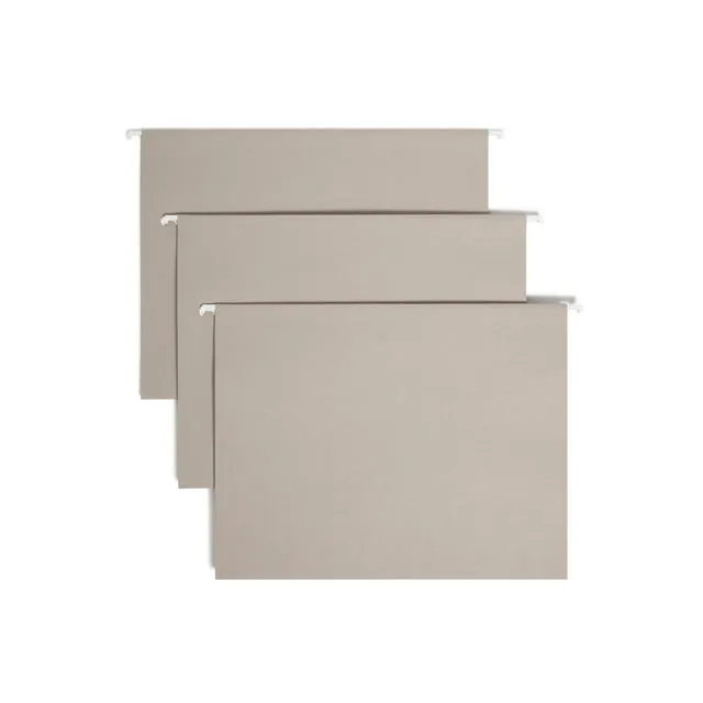 Smead Colored Hanging File Folders, Letter size, 1/5-Cut Tab, Gray, 25/Box