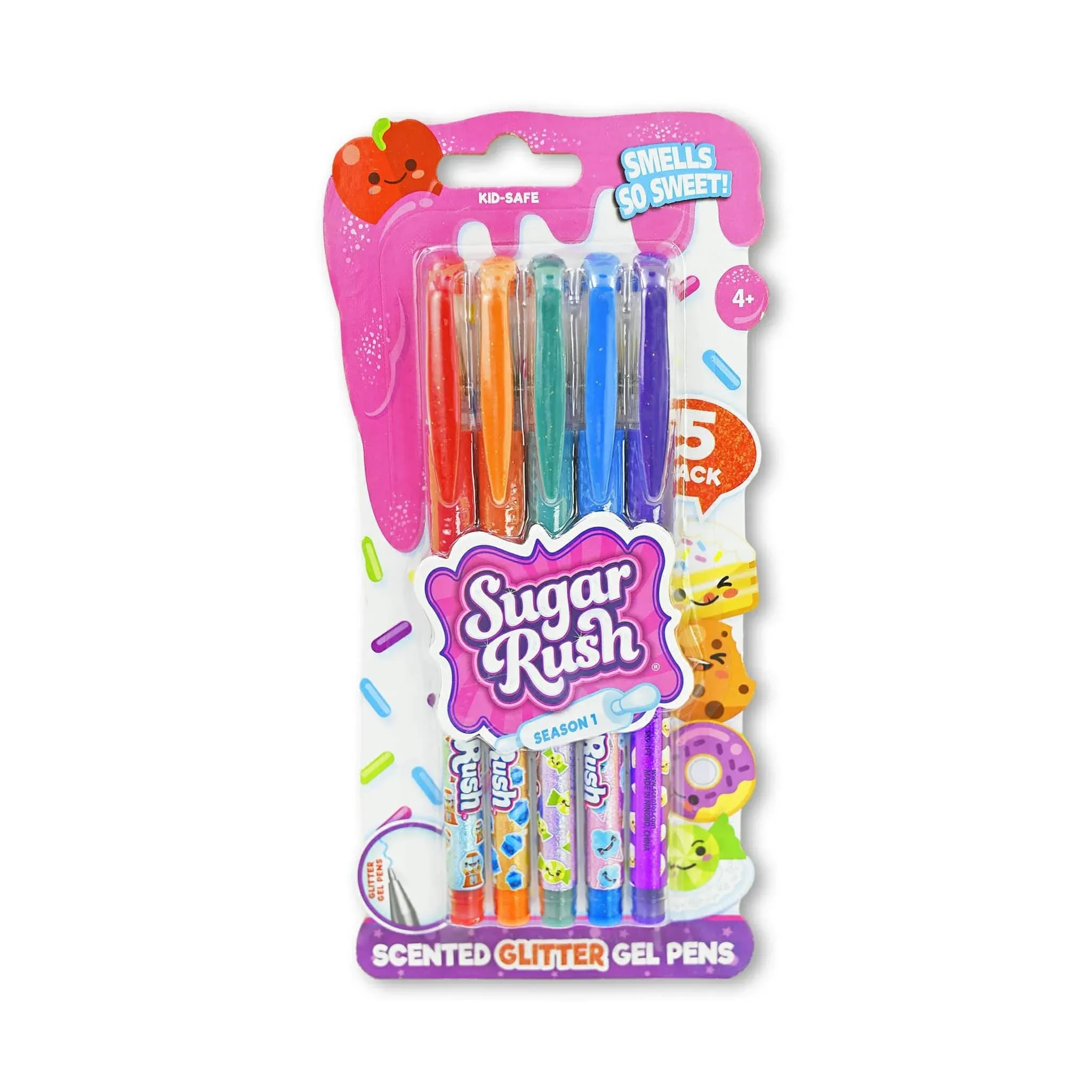 Scentos Sugar Rush Colored Gel Pens for Kids - Candy Scented Pens - Medium Point Gel Pens for Coloring - For Ages 4 and Up - 12 Count (Pom)