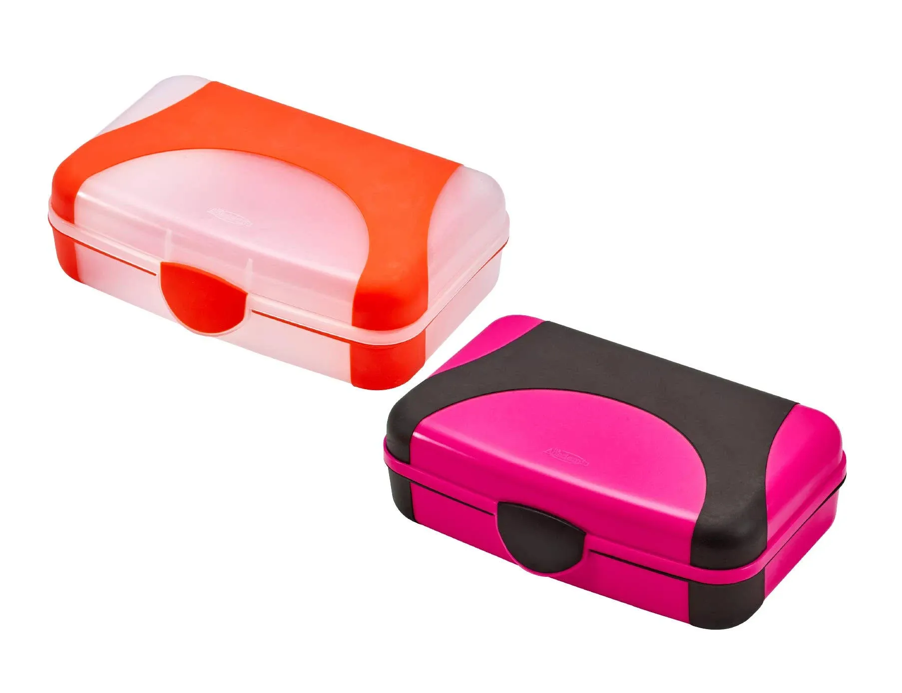 It's Academic Plastic Pencil Boxes, Pink and Orange, 2-Pack