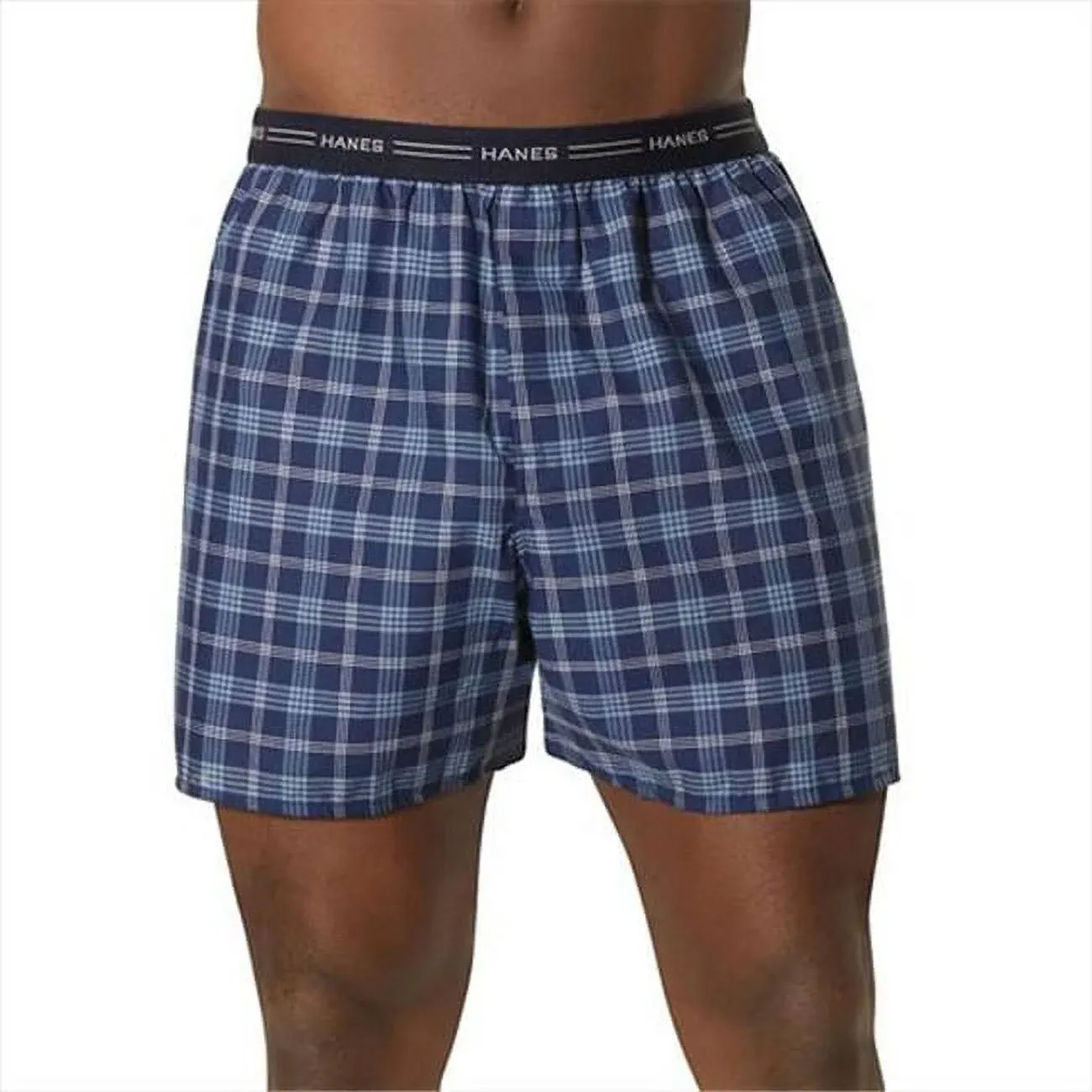 Hanes 841VTY Men Red Label Exposed Elastic Waistband Boxer P2 - XLarge Plaid