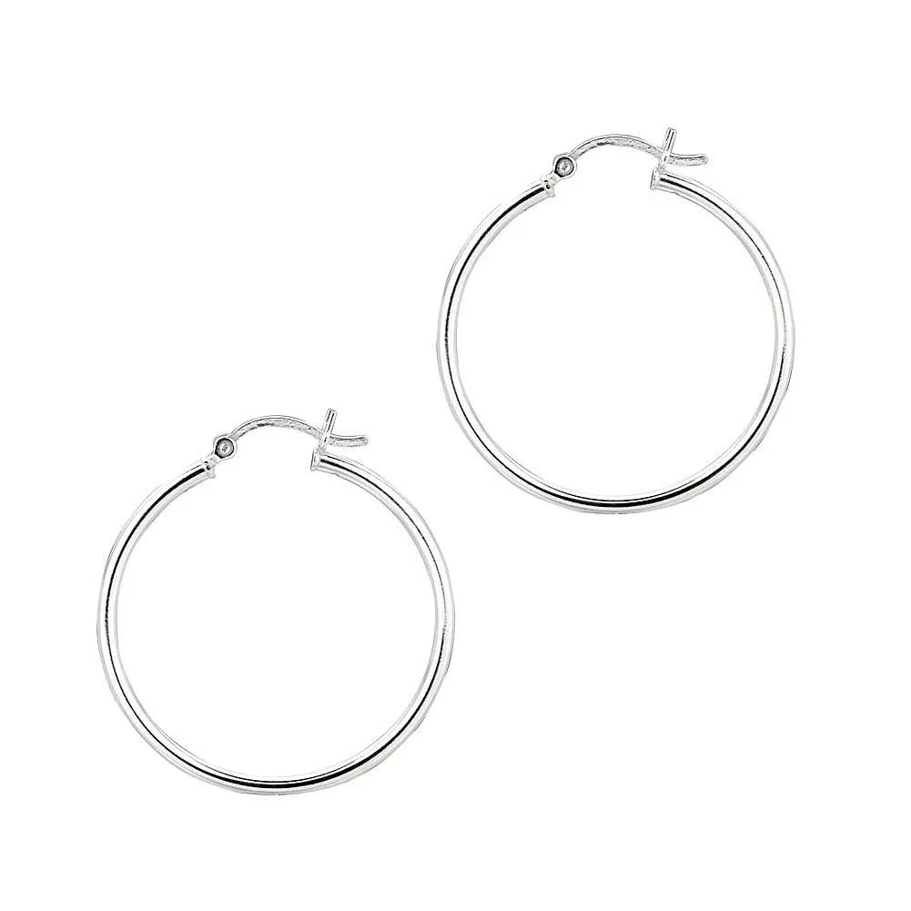 Sterling Silver Round Snuggable Huggie Hoop Earrings