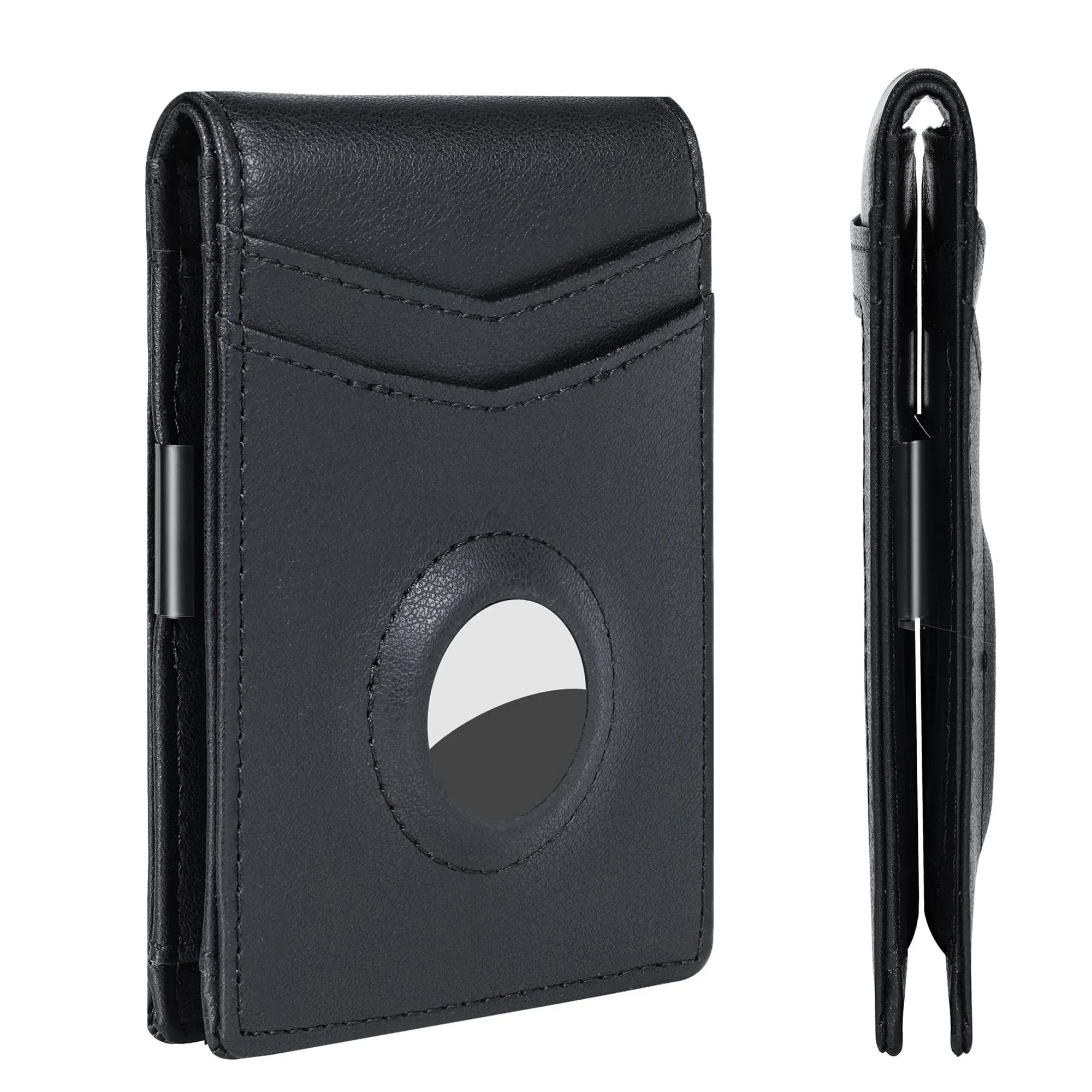 Hawanik Mens Slim Bifold Wallet With Integrated Case Holder for AirTag