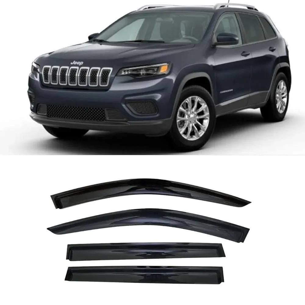 For Jeep Cherokee 2014-2023 Smoke Tinted Window Visors Deflectors Rain Guards  | eBay