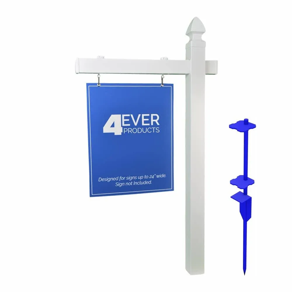 Vinyl PVC Real Estate Sign Post - White (Single)