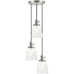 Pathson 3 Lights Pendant Lighting, Industrial Dining Pendant Lights with Clear Glass, Bathroom Pendant Light Fixtures Hanging Lamps for Kitchen Island Living Room (Black)