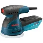 Bosch ROS20VSC Palm Sander 2.5 Amp 5 in. Corded Variable Speed Random Orbital Sander/Polisher Kit with Dust Collector and Soft Carrying Bag, Blue