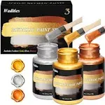 Wadities Acrylic Paint Metallic, 3pcs 13.5oz(375g) Gold & Silver & Bronze, Gold Leaf Paint for Art Painting, Ideal for Canvas, Wood, Clay, Fabric,