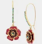 BETSEY JOHNSON Gold-Tone Flower Drop Earrings