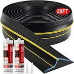 Jin&Bao Universal Garage Door Threshold Seal Strip, Bottom Weather Stripping Replacement Rubber Waterproof 20 ft Length