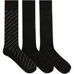 Chaps Men's Diagonal Pinstripe Dress Crew Socks 3 Pair, Black