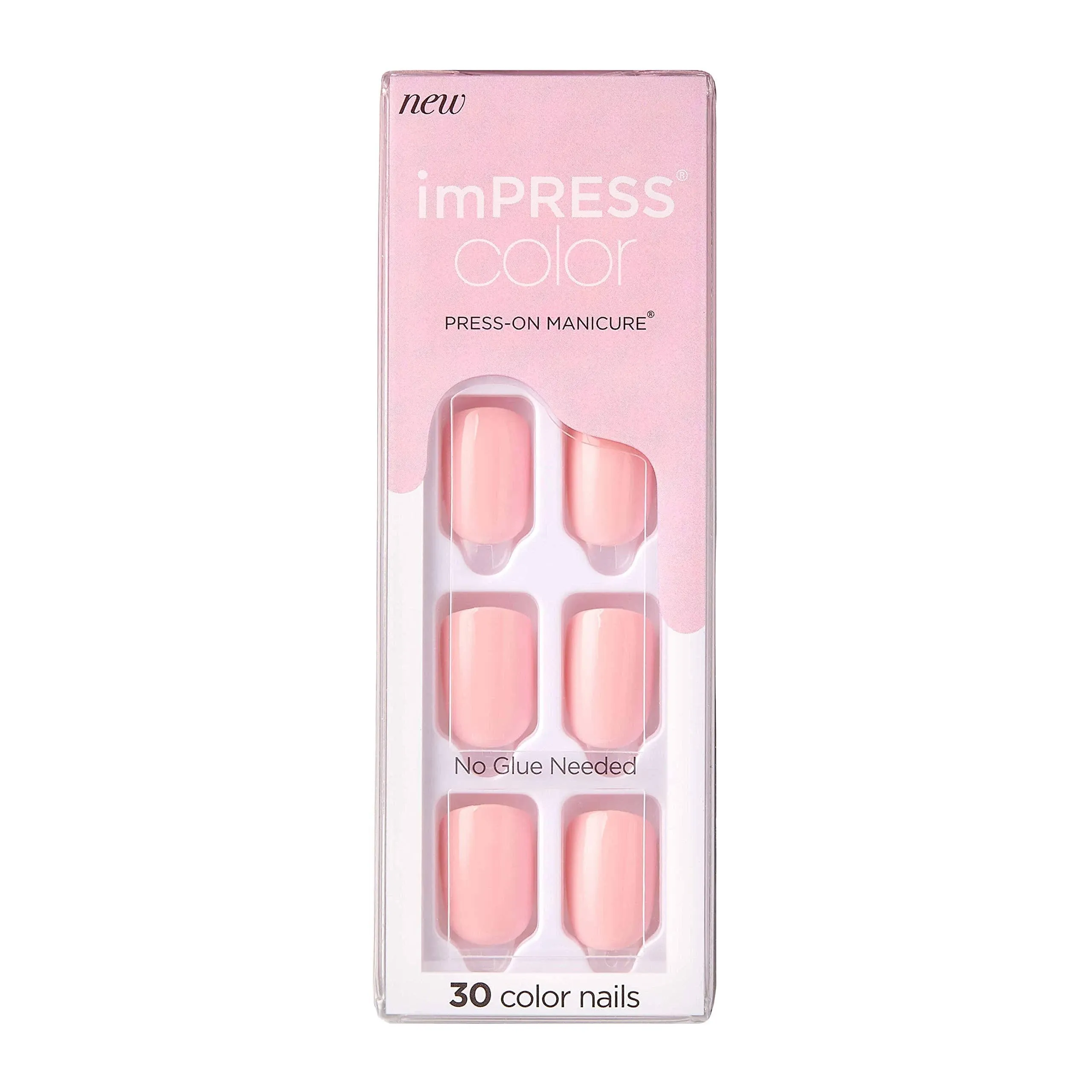 Impress color press-on manicure, pick me pink, short