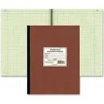  Brand Computation Notebook, 4 X 4 Quad, Brown, Green Paper, 11.75 x 9.25 