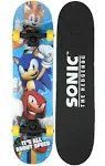 Sonic the Hedgehog 31" x 7.5" Standard Popsicle Complete Skateboard, Beginner Skateboard with Pro Trucks for Kids