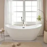 Vanity Art 71 in. Acrylic Flatbottom Freestanding Bathtub in White/Matte Black