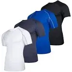 Real Essentials 4 Pack: Men's Short Sleeve Compression T-Shirt Base Layer ...