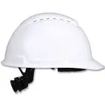 3M SecureFit H-Series Hard Hats, H-700 Front-Brim Cap with UV Indicator, 4-Point Pressure Diffusion Ratchet Suspension, White 