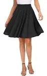 EXCHIC Women's Casual Stretchy Flared Mini Skater Skirt Basic A-Line Pleated Midi Skirt