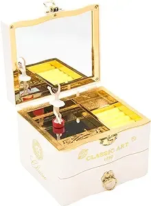 CALIDAKA Musical Jewellery Box with Classic Rotating Ballerina Dancer Music Box ...