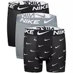 Nike Big Boys' Printed Essential Micro Boxer Briefs (3 Pack)-Black/Grey, Size: XL