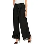 Alex Evenings Petite Mesh Pant - Black - Wide-Leg Pants