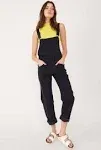 Free People Cotton Ziggy Denim Overalls - Mineral Black - Size XL