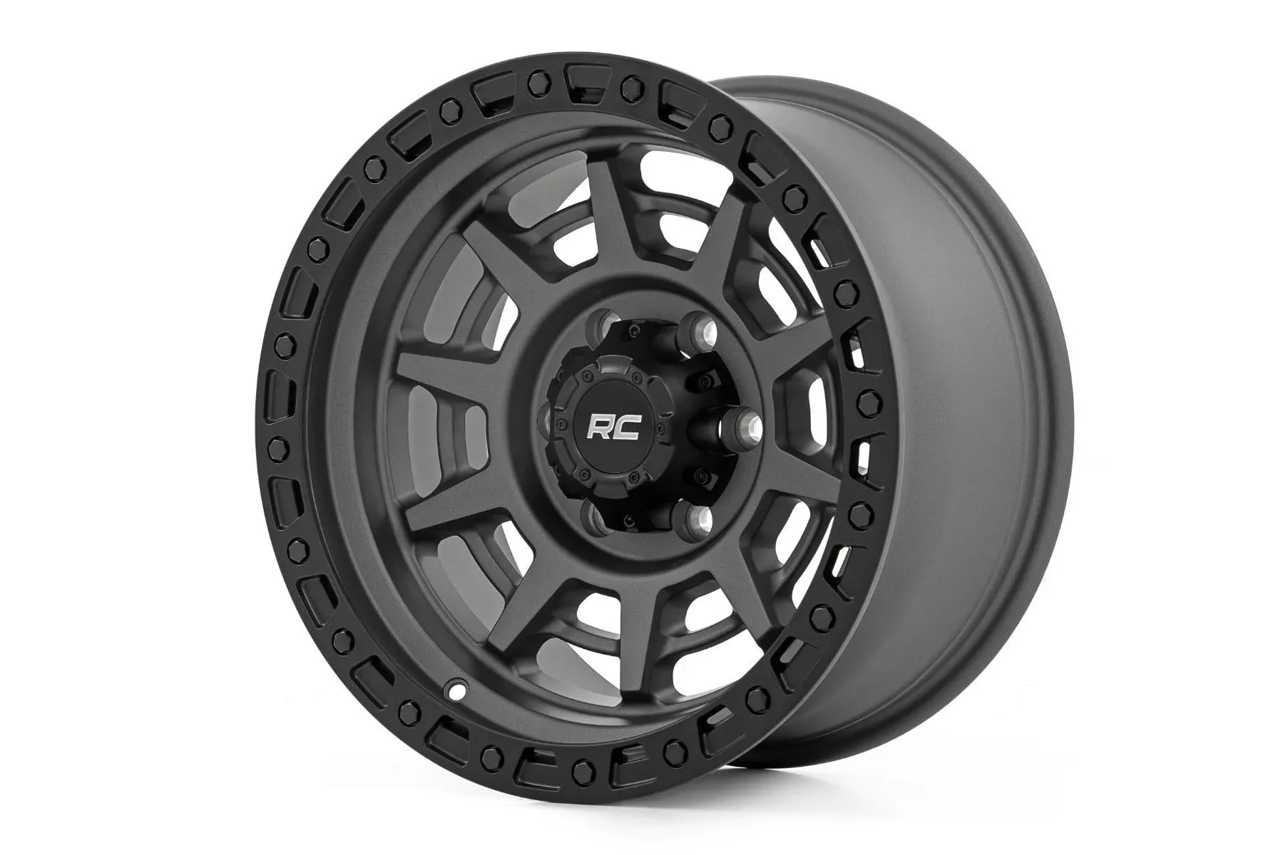 Rough Country 85170912A - 85 Series Wheel - Simulated Beadlock - Gunmetal Gray Black - 17x9 - 6x5.5 - -12mm