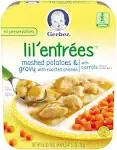 Gerber Lil' Entrees, Mashed Potatoes and Gravy With Roasted Chicken With Carrots, 6.6 Oz Tray (Pack of 8)