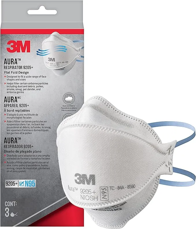 3M Aura Particulate Respirator 9205+ N95, 3-Pack