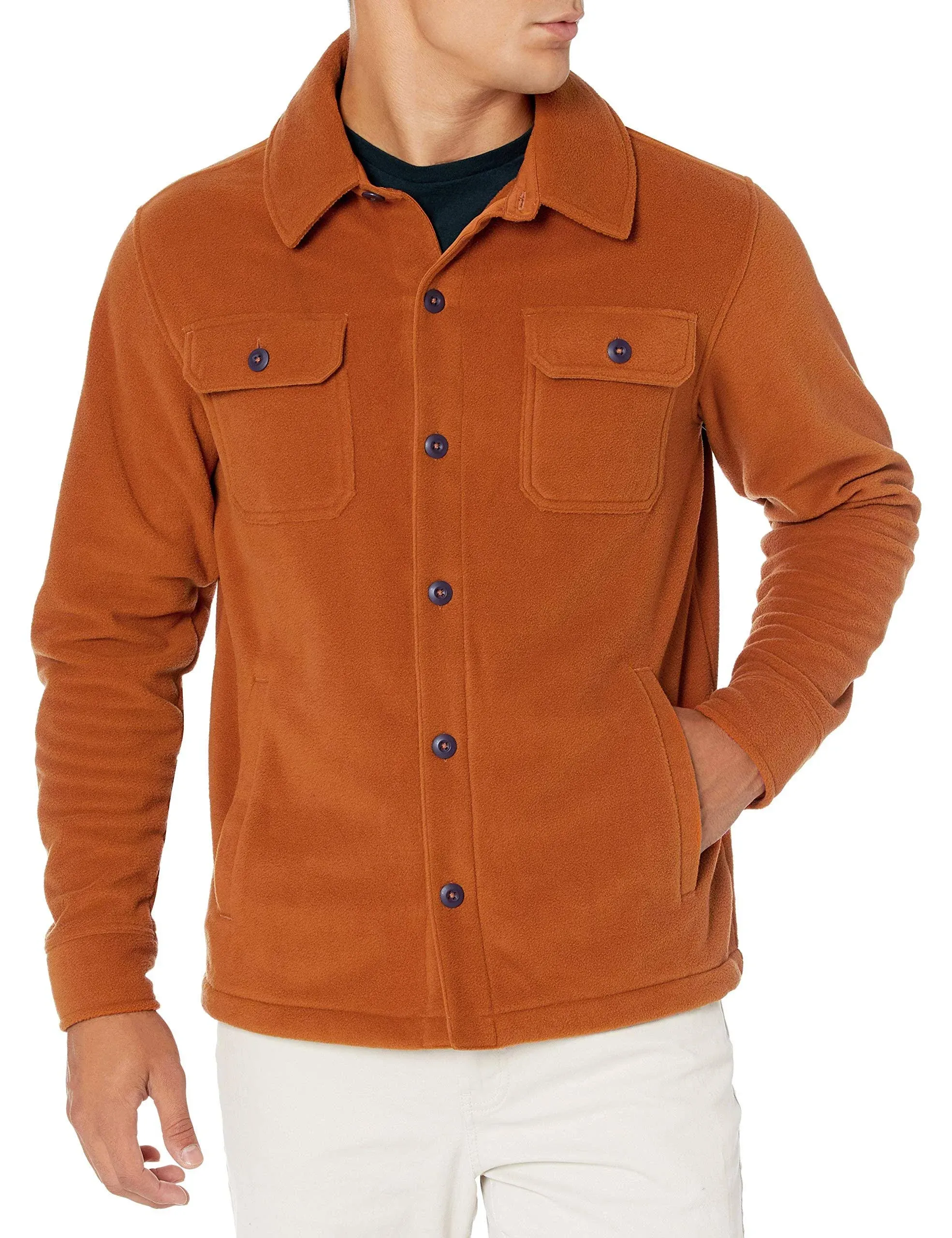 Men&#x27;s Long-Sleeve Polar Fleece Shirt Jacket