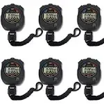 Pgzsy 6 Pack Multi-function Electronic Digital Sport Stopwatch Timer, Large Display with Date Time and Alarm Function,Suitable for Sports Coaches