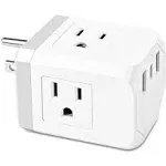 Multi Plug Outlet Extender 2 Pack, Small Electrical Outlet Splitter with 3 USB Ports (1 USB-C), Multi Outlet Plug in for Cruise Ship, Travel, Home, Office, Dorm Essential